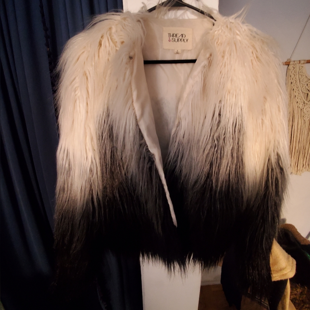 Size Small Black/White Faux Fur Coat